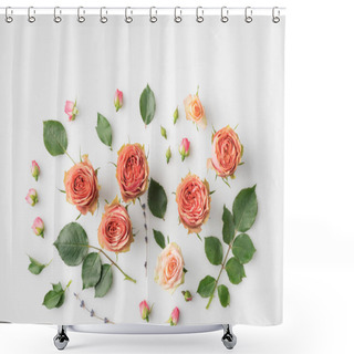 Personality  Pink Rose Flowers And Petals Shower Curtains