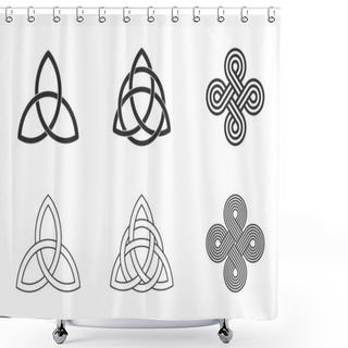Personality  Celtic Knots Set On White Background. Triquetra, Trinity Knot With Circle, Endless Loop. Ancient Ornaments Symbolizing Eternity. Trefoil Interconnected Lines. Infinite Knots. Vector Illustration. Shower Curtains