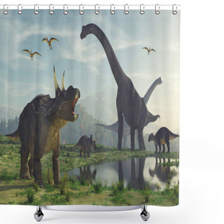 Personality  3d Render Dinosaur. This Is A 3d Render Shower Curtains