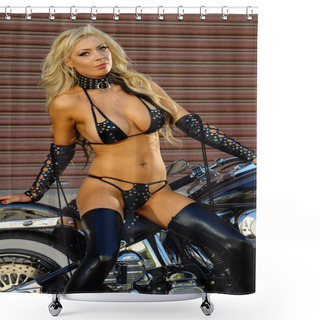 Personality  Sexy Biker Girl  Shower Curtains