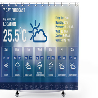 Personality  Weather Forecast Interface With Icon Set Shower Curtains