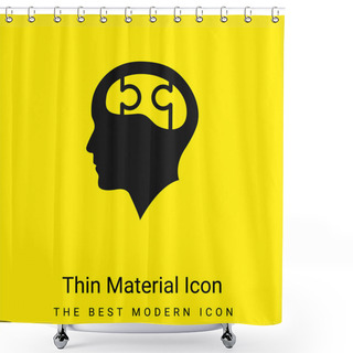 Personality  Bald Head With Puzzle Brain Minimal Bright Yellow Material Icon Shower Curtains