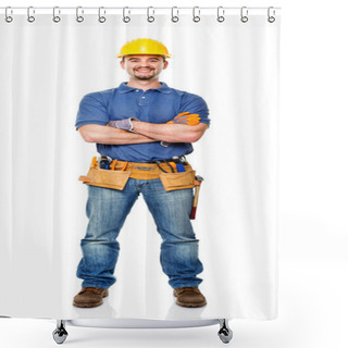 Personality  Smiling Worker Shower Curtains