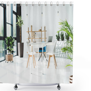 Personality  Interior Of Modern Office Shower Curtains