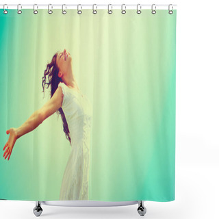 Personality  Woman Enjoying Nature. Shower Curtains
