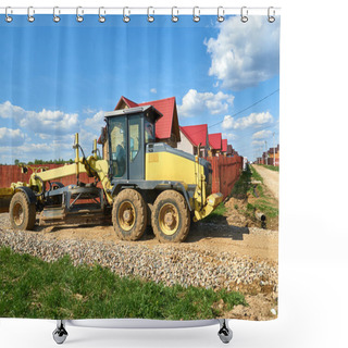 Personality  Road Machine To Level Ground Shower Curtains