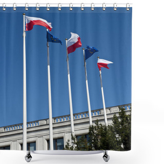 Personality  Polish And EU Flags Shower Curtains