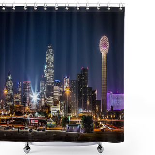 Personality  Dallas Skyline By Night Shower Curtains