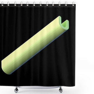 Personality  3d Text. Rendering Of Extra Long Bold Letter U Isolated On Black Background. Large Depth Extrude Font With Bevel. Alphabet Set Pop Up In Two Diagonal Directions. Soft Light Smooth Glossy Reflections   Shower Curtains