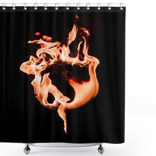 Personality  Close Up View Of Burning Circle Figure Isolated On Black Shower Curtains