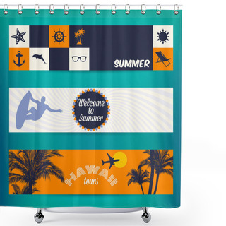 Personality  Banner Set Of Travel Shower Curtains