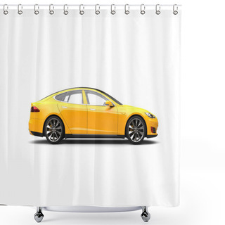 Personality  Summer Sun Yellow Electric Sports Car - Side View Shower Curtains