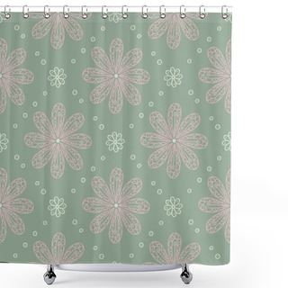 Personality  Olive Green Floral Seamless Pattern. Background With Flower Designs For Wallpapers, Textile And Fabrics Shower Curtains