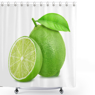 Personality  Lime With Leaf Isolated On White Background Shower Curtains