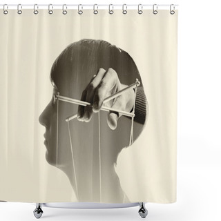 Personality  Control Over The Brain B-w Shower Curtains
