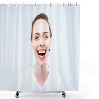 Personality  Attractive Laughing Woman  Shower Curtains