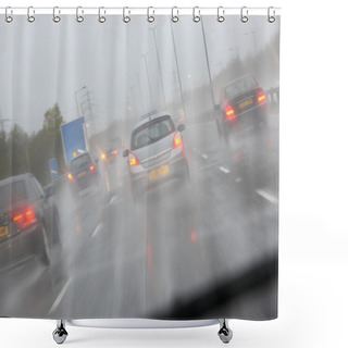 Personality  Cars Driving On A Rain Slicked Highway Shower Curtains