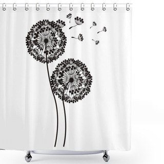 Personality  Silhouette Flying Blow Dandelion Buds Shower Curtains