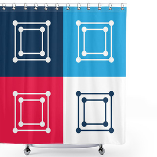 Personality  Bounding Box Blue And Red Four Color Minimal Icon Set Shower Curtains