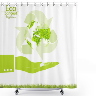 Personality  Green Globe White Background. Environmentally Friendly World. Vector Illustration Of Ecology The Concept Of Infographics Modern Design. Ecological Concepts To Save The Planet. Shower Curtains
