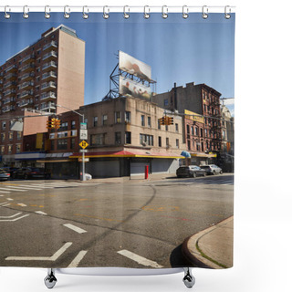 Personality  Crossroad With Traffic Lights On Wide Avenue In Asian Town, New York City Streetscape Shower Curtains