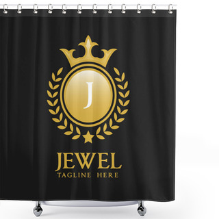 Personality  Letter J Logo - Classic Luxurious Style Logo Template Shower Curtains