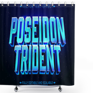 Personality  Poseidon Text Effect, Editable Trident And Ocean Text Style Shower Curtains