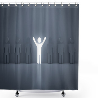 Personality  Stand Out From The Crowd And Different Concept , Light Man Standing With Other People Shower Curtains