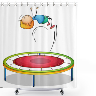 Personality  A Boy Playing Trampoline Shower Curtains