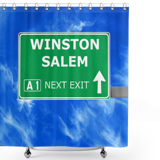 Personality  WINSTON SALEM Road Sign Against Clear Blue Sky Shower Curtains