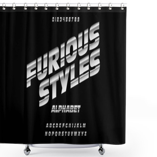Personality  Fast And Furious Style Fonts. Sport, Motorcycle, For Movie Technology, Racing Logo Design. Sport Alphabet Font. Easily Editable Vector. Shower Curtains