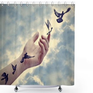 Personality  Bird Tattoos Come To Life, Conceptual Shower Curtains