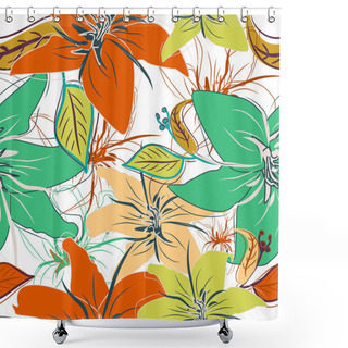 Personality  Seamless Floral Pattern Shower Curtains