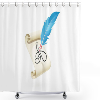 Personality  Feather Pen Write A Letter At Scroll Paper Shower Curtains