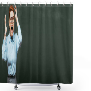Personality  Horizontal Image Of Angry Teacher Gesturing And Screaming Near Chalkboard Shower Curtains