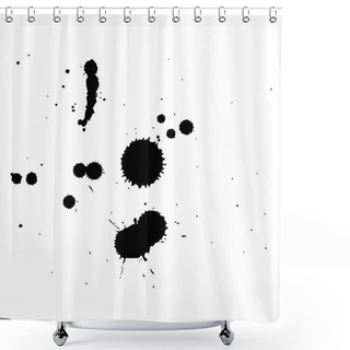 Personality  Multiple Black Ink Drops And Splashes, Vector Illustration Clip Art Shower Curtains