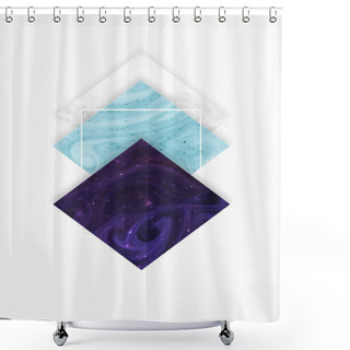 Personality  Create Design With White, Blue And Dark Purple Rhombus, Isolated On White Shower Curtains