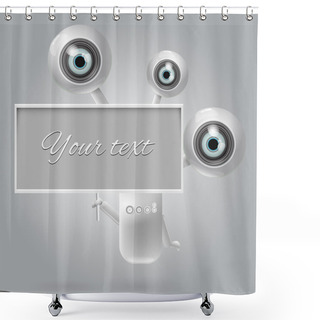 Personality  Vector Robot And Banner Shower Curtains