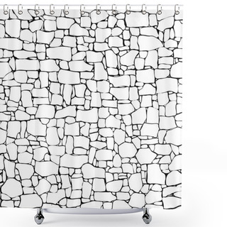 Personality  Seamless Wall From Stones Of Different Sizes (drawn With Ink). Shower Curtains