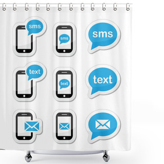 Personality  Mobile Sms Text Message Mail Icons Set As Labels Shower Curtains