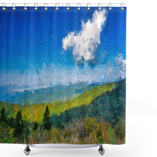 Personality  Impressionistic Style Artwork Of Autumn In The Appalachian Mountains Viewed Along The Blue Ridge Parkway Shower Curtains