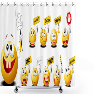Personality  Yellow Smiles Balls Shower Curtains