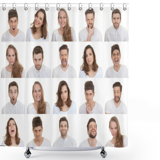 Personality  Set Of Different Male And Female Faces Shower Curtains