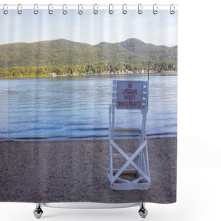 Personality  Rescue Chair On Lake George, NY, USA Shower Curtains