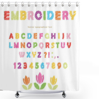 Personality  Embroidery Colorful Font Design. Isolated On White. Shower Curtains