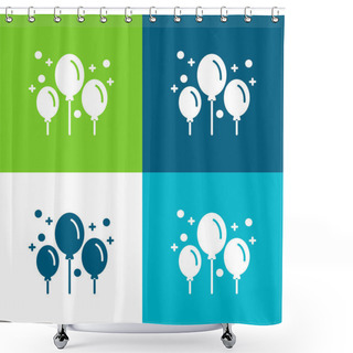 Personality  Balloons Flat Four Color Minimal Icon Set Shower Curtains
