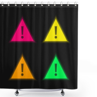 Personality  Attention Four Color Glowing Neon Vector Icon Shower Curtains