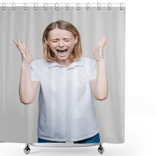 Personality  Yelling Stressed Woman Shower Curtains