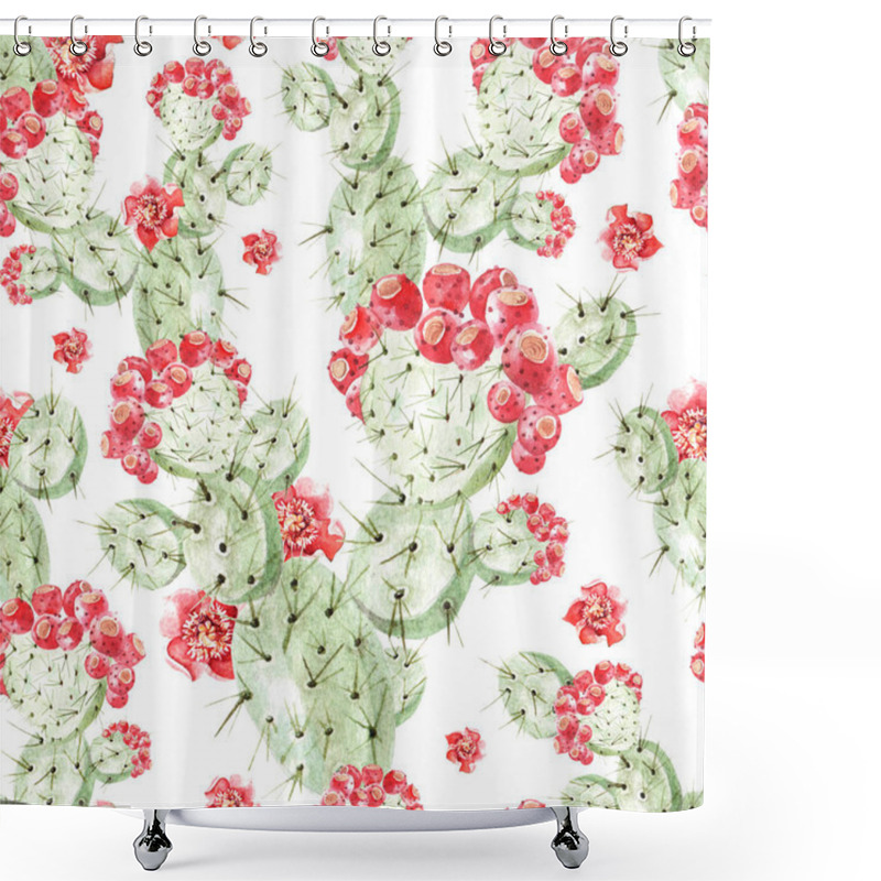Personality  Watercolor Pattern With Cactus .  Shower Curtains