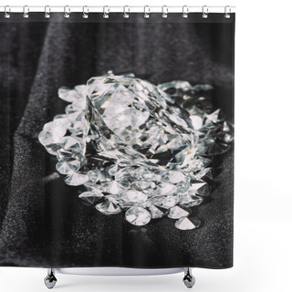 Personality  Pile Of Sparkling Pure Diamonds On Black Shiny Cloth  Shower Curtains